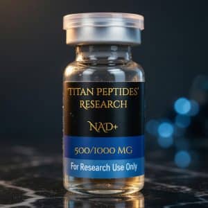 Titan Peptides Research NAD plus vial labeled 500mg and 1000mg research compound for laboratory use only