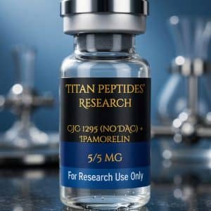 Titan Peptides Research CJC-1295 No DAC and Ipamorelin peptide blend 5mg 5mg laboratory research vial for biotechnology studies