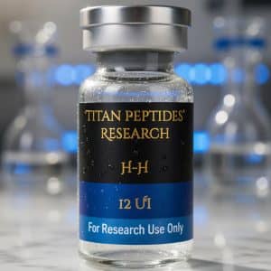 Titan Peptides Research HGH 12IU laboratory research peptide vial for biotechnology and scientific studies
