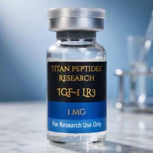 Titan Peptides Research IGF-1 LR3 1mg peptide vial for laboratory research and biotechnology studies