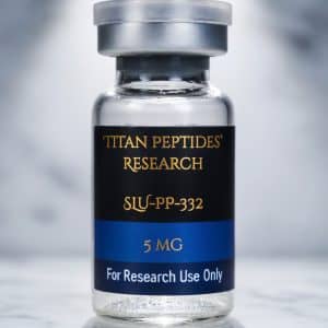Titan Peptides Research SLU-PP-332 5mg vial research compound for laboratory use only with biotechnology laboratory background